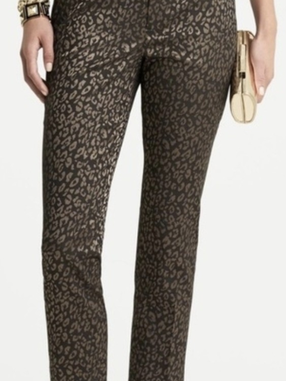 Banana Republic Camden Leopard Print Pant Trouser in Brown Metallic 12
